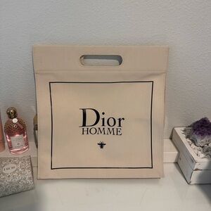 Dior Homme Canvas Clutch Pouch Bag Cream Logo Tote